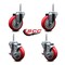 Service Caster 4 Inch Red Polyurethane Wheel Swivel 58 Inch Threaded Stem Caster Set 2 Brakes SCC SCC-TS20S414-PPUB-RED-58212-2-TLB-2 - alternate 3